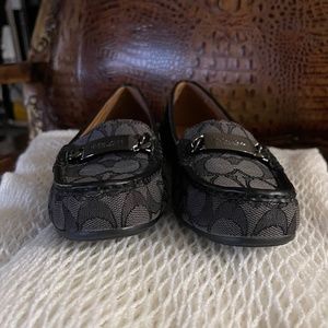 COACH Black and Grey Canvas Metal Bit Loafer Flats Slip On US 7B Eur 37